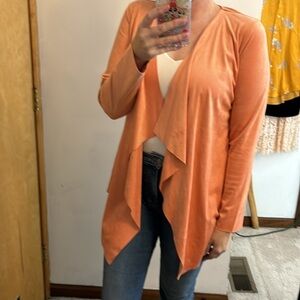 Soft Surroundings Peach Microsuede Open Front Draped Blazer